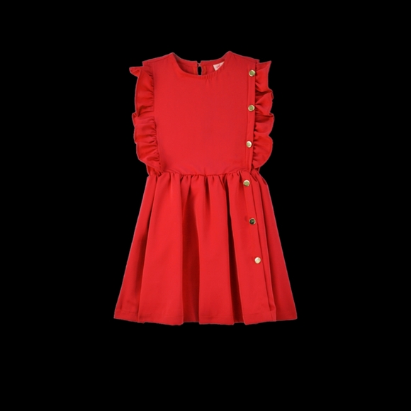 Blue Ruffled Kids Dress - Picture 2 of 5